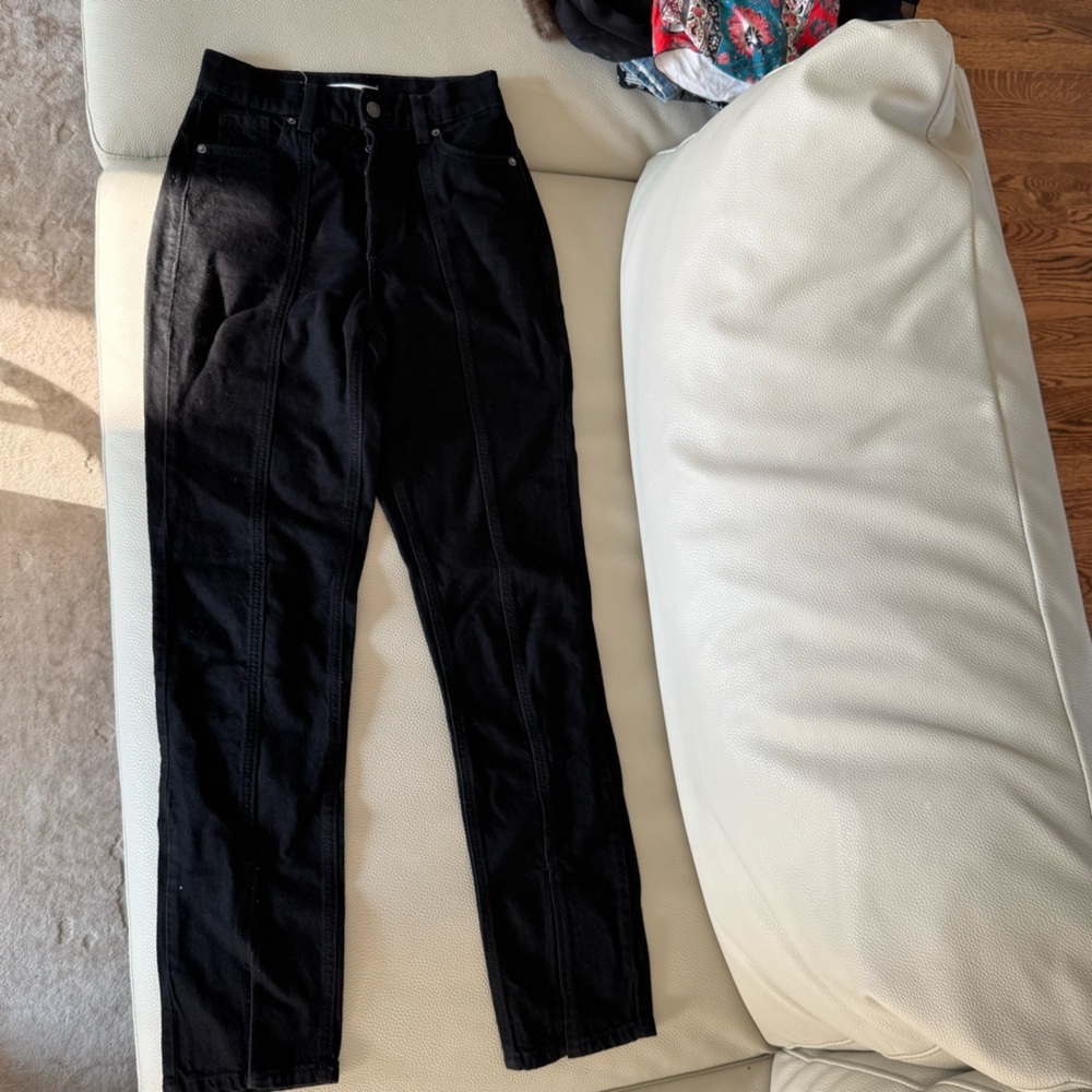 Dynamite Rosie Black Jeans women’s size 24 front slit Button Fly - Picture 2 of 5